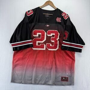 Vintage North Carolina Football Jersey Mens 2XL Black Red Hip Hop Distressed y2k